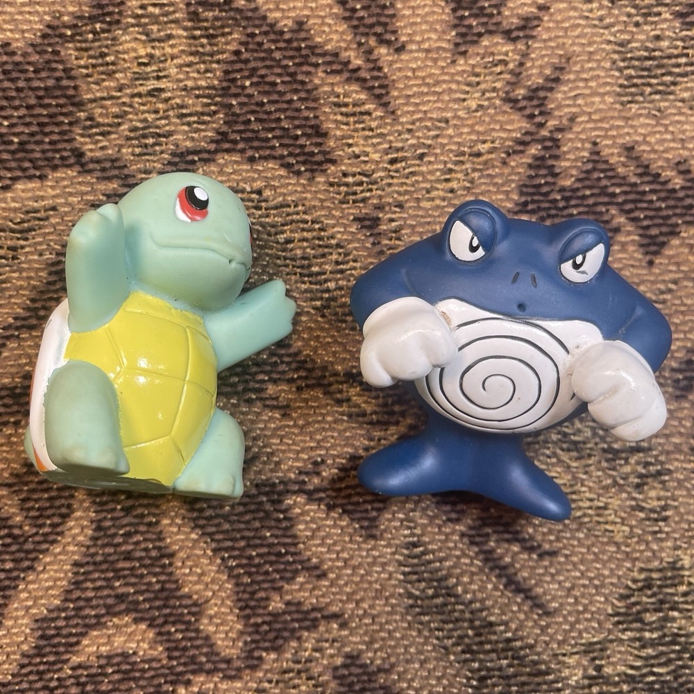 Vtg 1999 Burger King Toy Pokemon Poliwrath Squirtle Water Squirters Lot Of 2